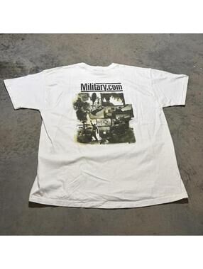 Vintage Y2K Military Double Sided Military Graphic T Shirt XL White